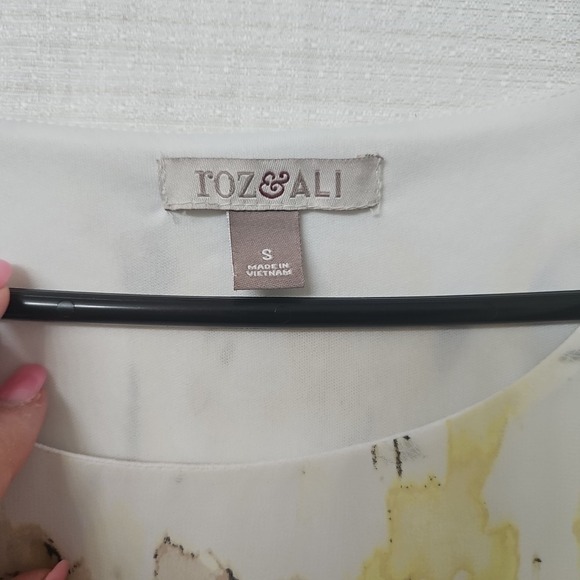 Womens Roz & Ali Sz Small Floral Blouse Sheer Lined Art To Wear Cottagecore - Picture 4 of 11